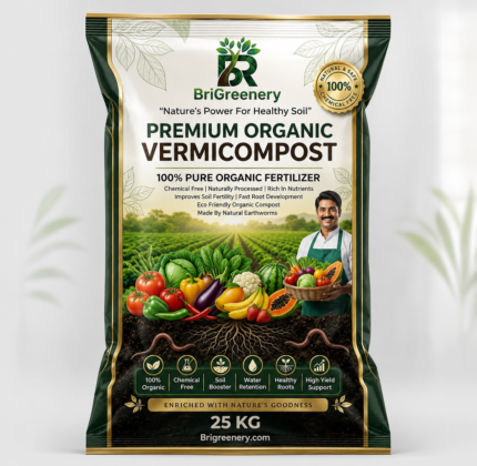 Brigreenery Vermicompost 25kg – Premium Organic Fertilizer for Plants, Garden & Farming